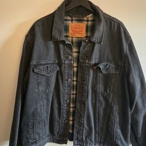 Levi's Black Denim Jacket with Plaid Lining